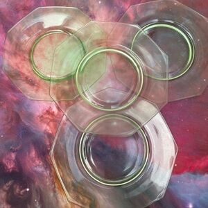 uranium glass Set of Green Glass Plates